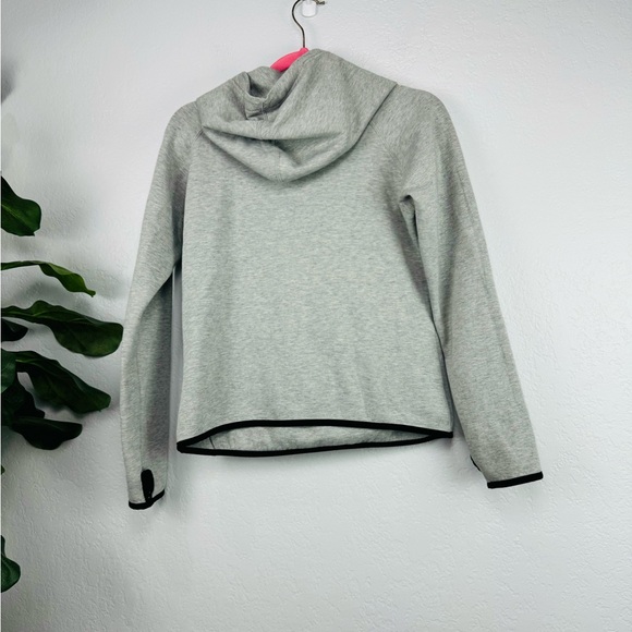 NIKE HOODIE TECH FLEECE DARK GREY HEATHER/BLACK WOMEN Cowl Neck - Picture 7 of 8